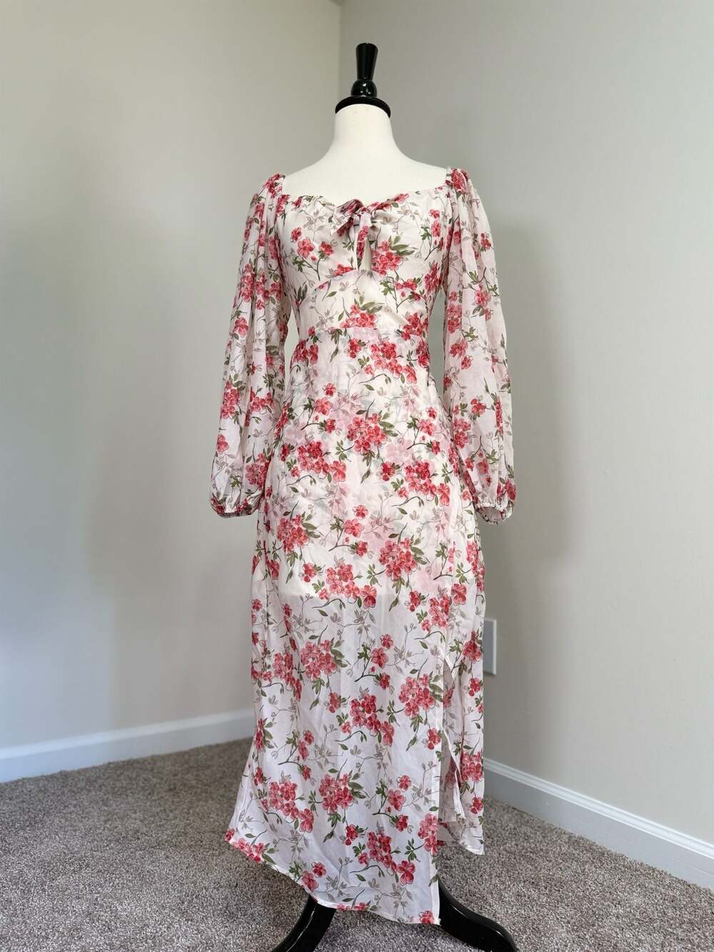 Floral Off-Shoulder Maxi Dress in Pink